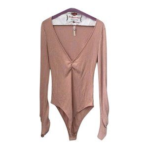 Pink ribbed bodysuit